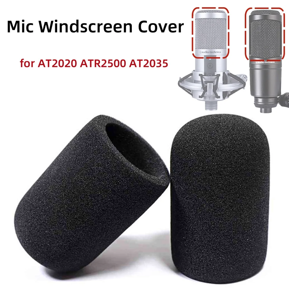 2 piezas de pantalla de viento para micrófono AT2020, cubierta de espuma antipop para Audio Technica AT2020 ATR2500 AT2035