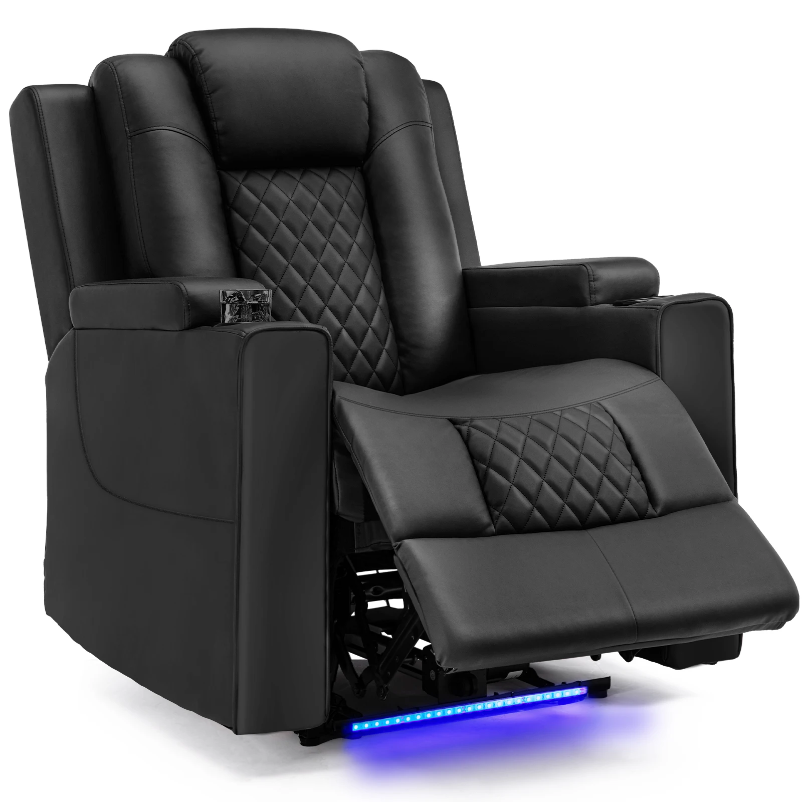 COMHOMA TV-fauteuil, relaxfauteuil met relaxfunctie, relaxfauteuils & ligstoelen met LED, elektrisch verstelbare TV-fauteuil tot 150 kg met massagefunctie, woonkamer, slaapkamer, thuisbioscoop