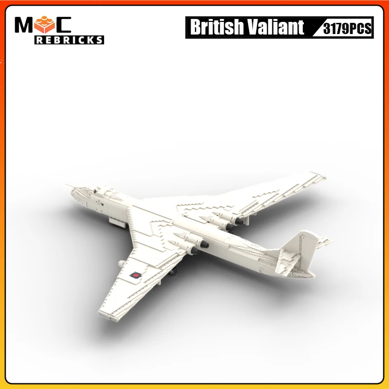 WW2 ทหารอาวุธนิวเคลียร์อังกฤษ Valiant Jet Bomber ชุด MOC Building Blocks เครื่องบินอิฐของเล่นเด็กของขวัญ