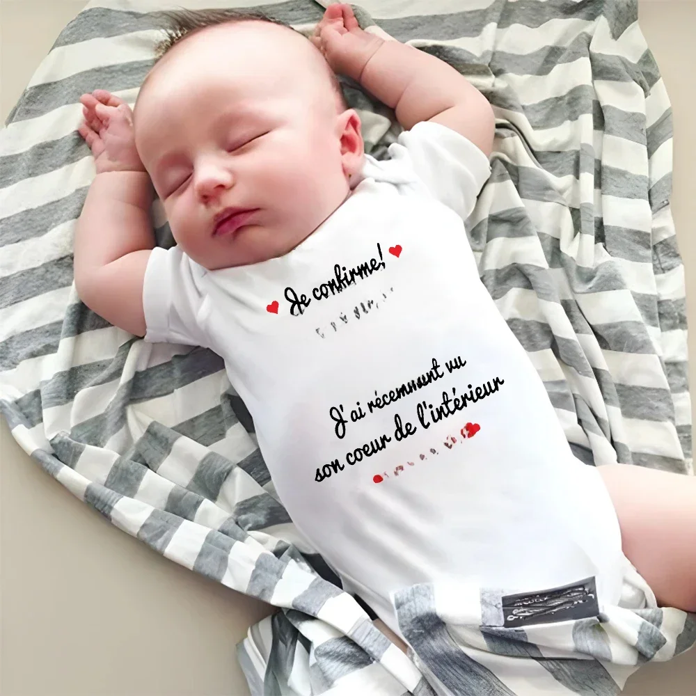 Potwierdzam, że mama kocha cię tata Francuski nadruk Baby Romper Noworodek Letni kombinezon Śmieszne chłopcy Dziewczynki Body Maluch Ubrania — zdjęcie 2