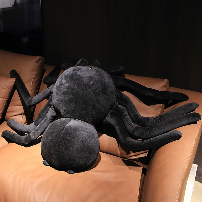 Giant Black Spider Plush Super Soft Stuffed Animal, Vintage Holloween Cute Realistic , Creepy Decor