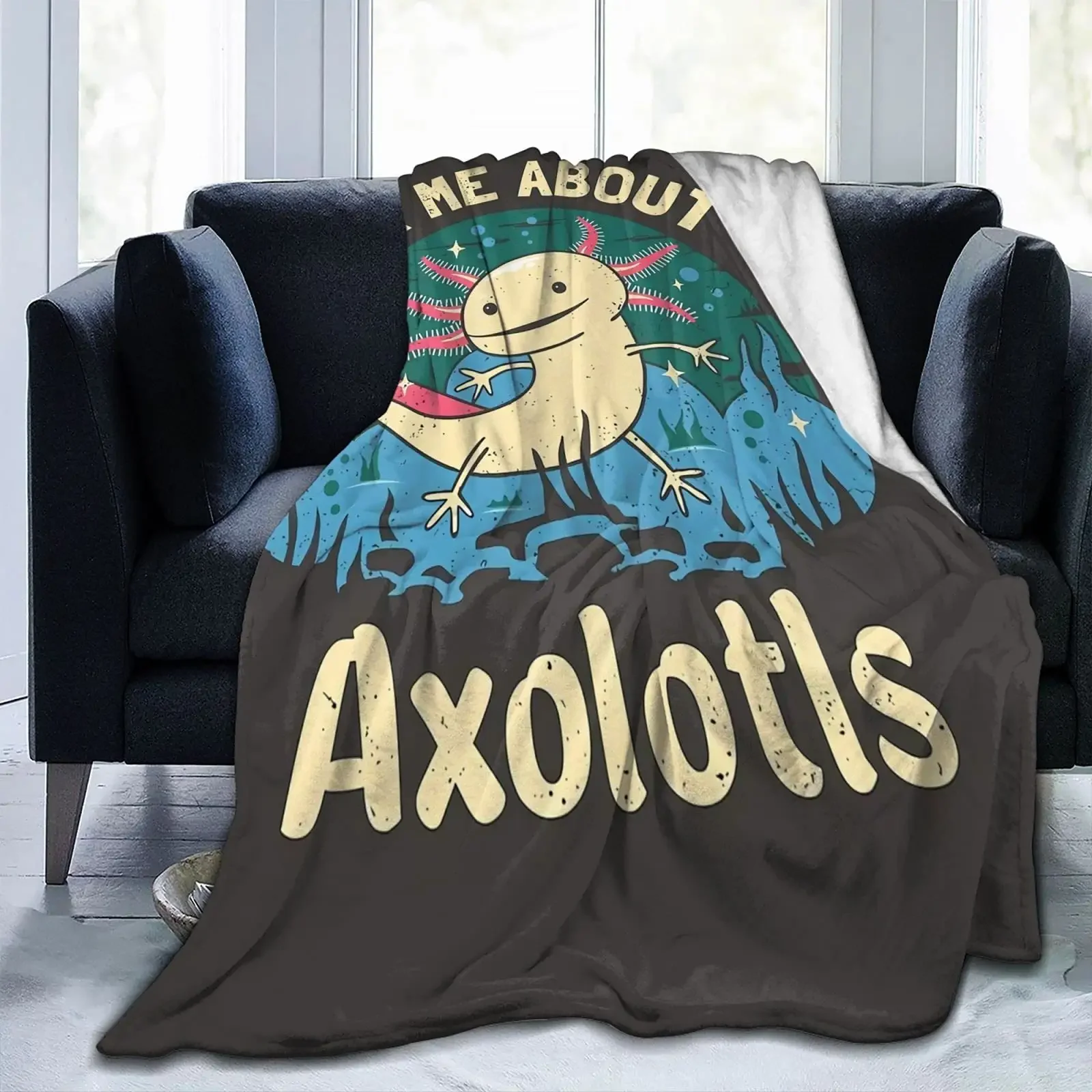 Cute Cartoon Axolotl Colorful Throw Anti-Pilling Blanket Lightweight Flannel Fleece Gift for Kid Baby Adults sofa towel