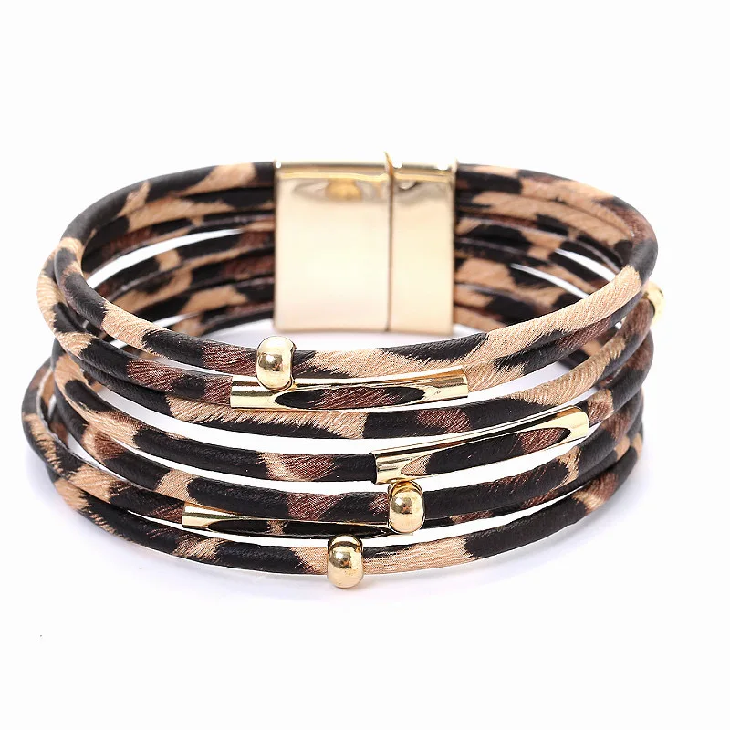 

Leopard Print Faux Leather Wrap Bracelet for Women