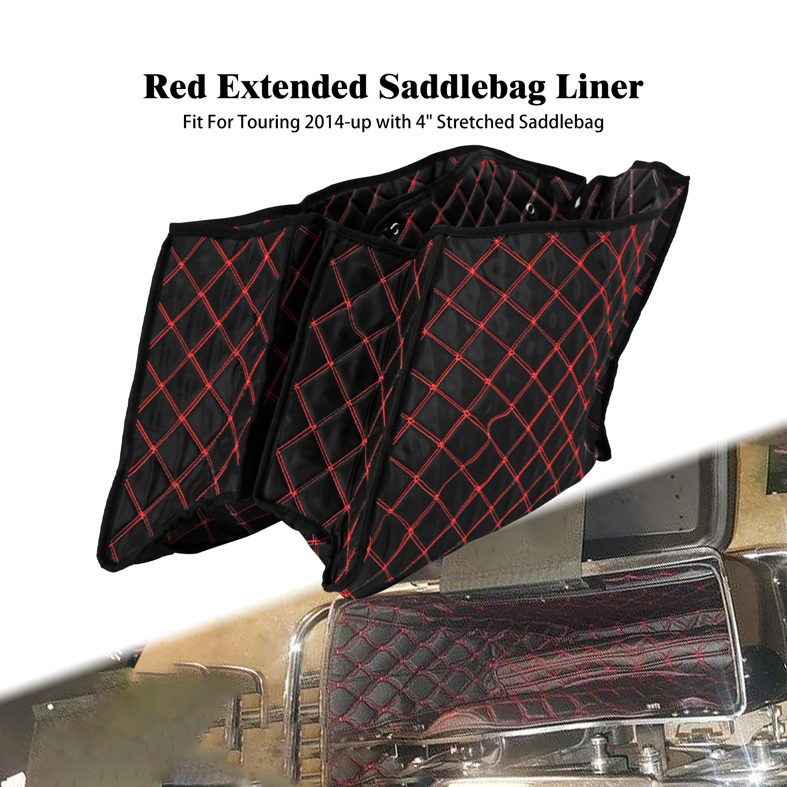 

Motorcycle Decorative 4" Extended Saddlebag Bag Inserts Red Line For Harley Electra Road Glide 2014+