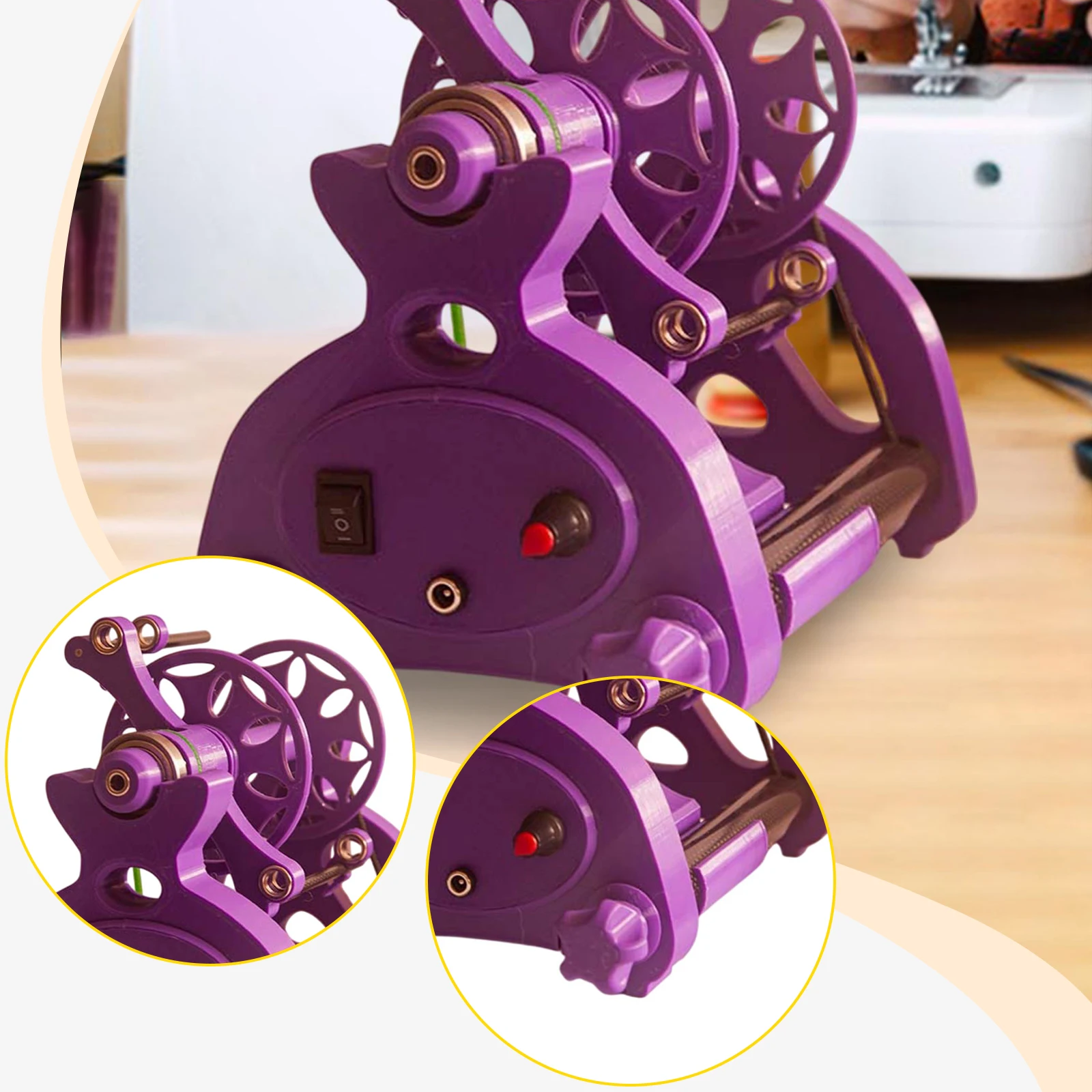 آلة لف الألياف سهلة الاستخدام، لفاف كرة غزل الحياكة، عجلة غزل كهربائية احترافية منزلية #4