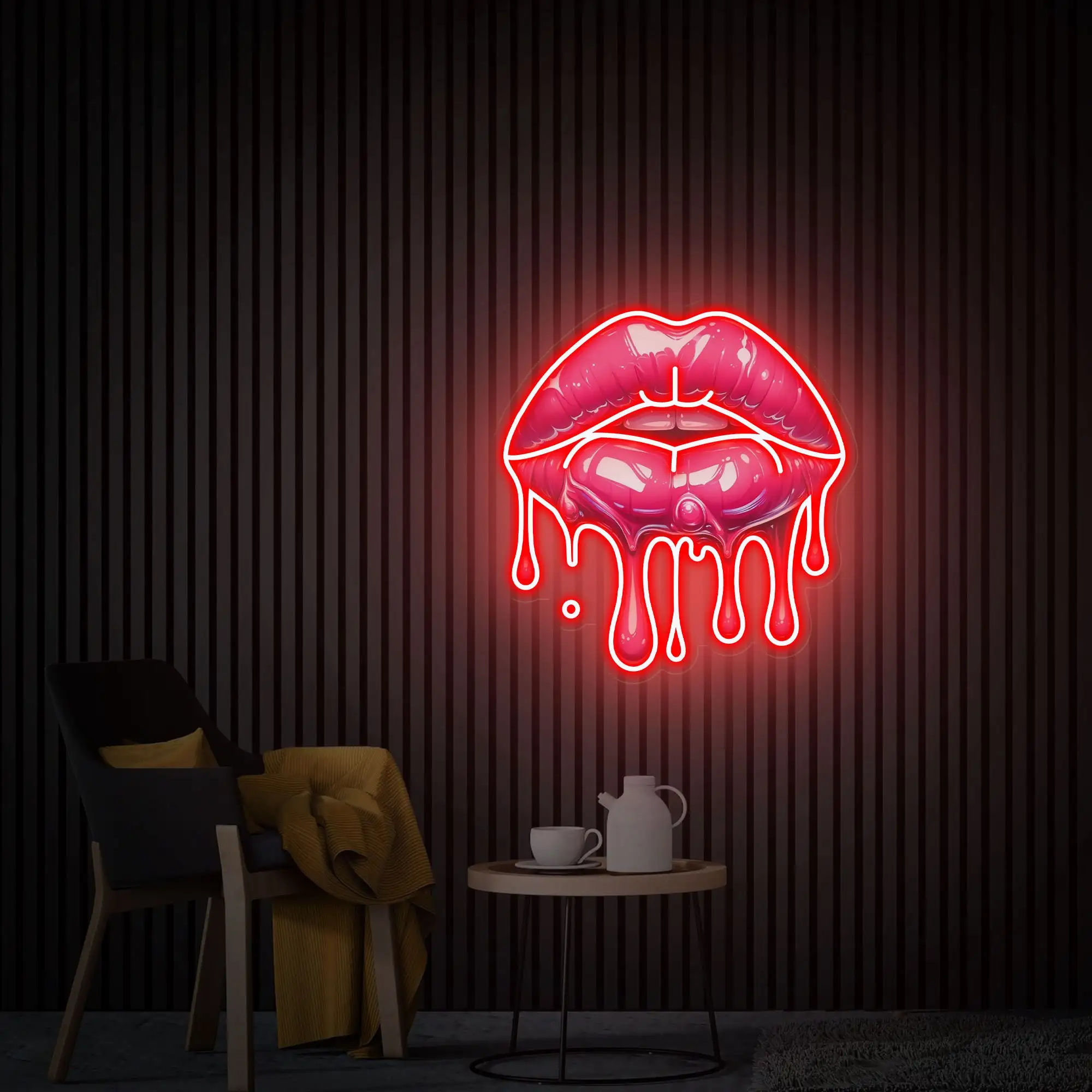 Dripping Lips UV Printed Neon Sign Handmade Acrylic Artwork Sign Beauty Wall Art Sypialnia Neon Pink Sign Prezent urodzinowy dla dziewczynki