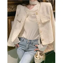 Short High Quality  Women's 2023 Autumn New Fragrant Coat Exquisite Slim Tweed Jacket Female Outerwear