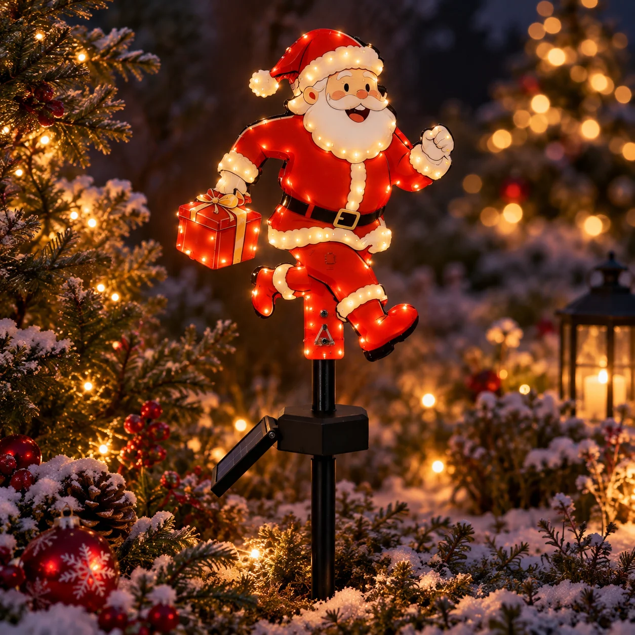 Solar Santa Claus Garden Stake Light Outdoor Waterproof LED Christmas Pathway Yard Lawn Holiday Decor