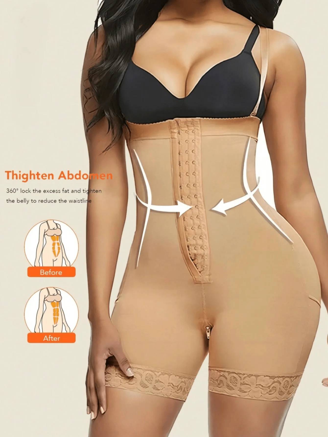 1PC Compressing Full Shapewear Bodysuit Plus Size High Waist Body Shaper Tummy Control Faja Shorts Waist Trainer Girdle