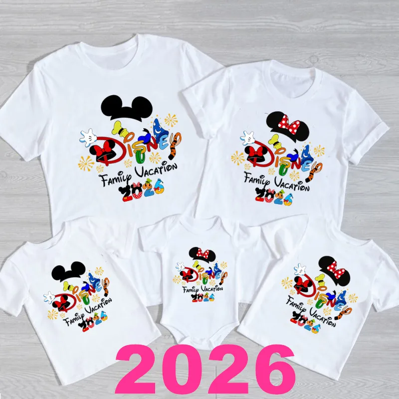 2026 Disney Família Férias Pai Mãe-crianças Família Combinando Roupas Engraçadas Disneyland Family Look