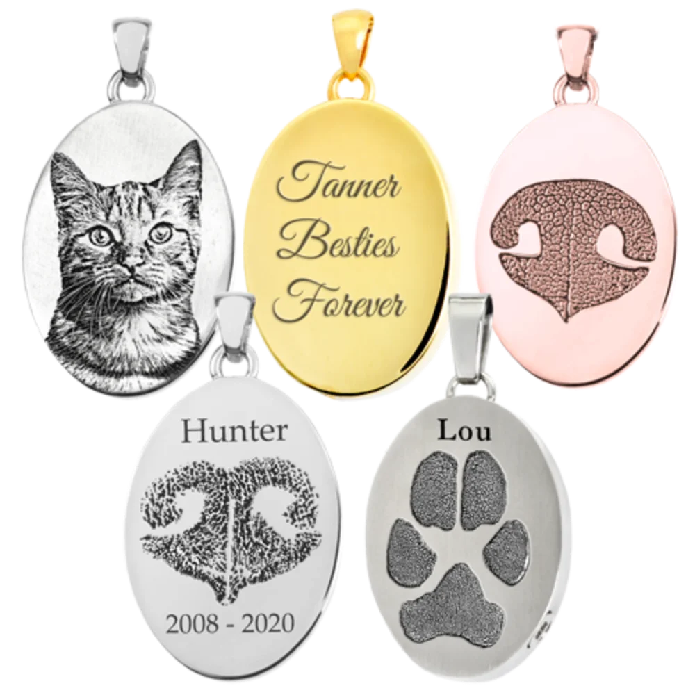 

Customized Cat Dog Paw Print Badge Pendant Necklace Removable Personalized Pet Message Stainless Steel Necklace for Men Women