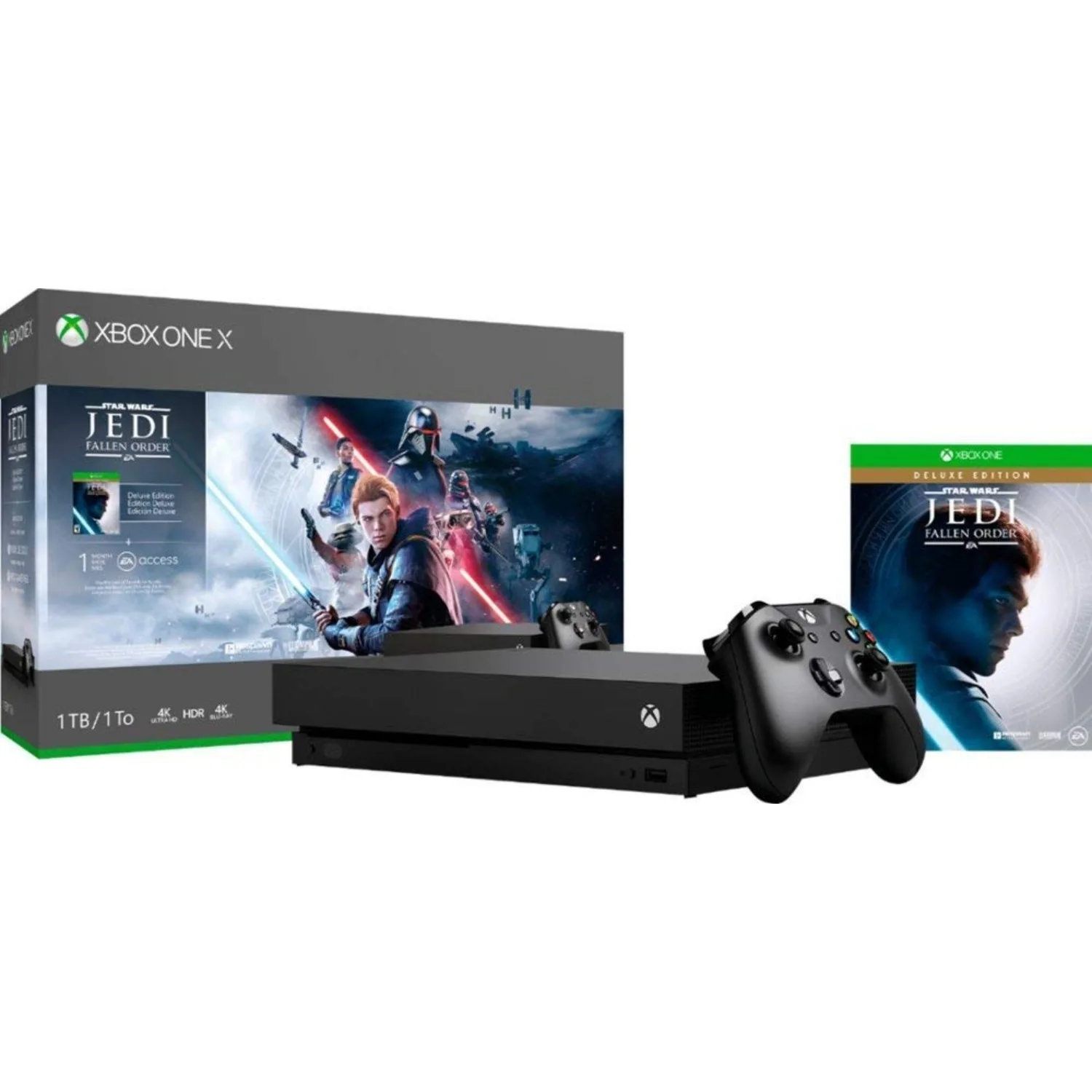 Microsoft - Xbox One X 1 تيرابايت Star Wars Jedi: Fallen Order Deluxe Edition Console Bundle