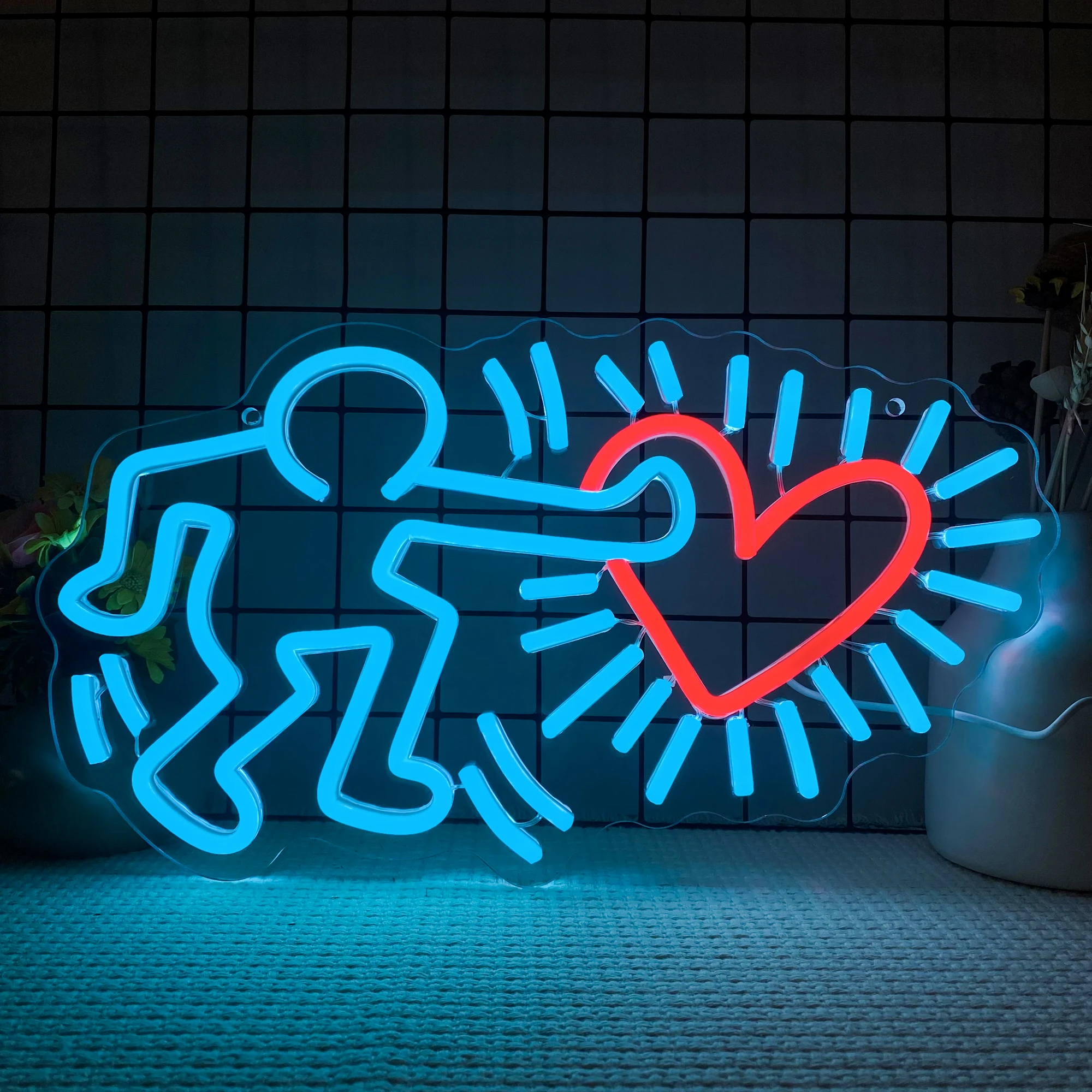 

Неоновая вывеска Keith Haring с надписью «Love Art», неоновая вывеска для спальни, домашней комнаты, неоновая вывеска ручной работы для парикмахерской, неоновая вывеска Bu