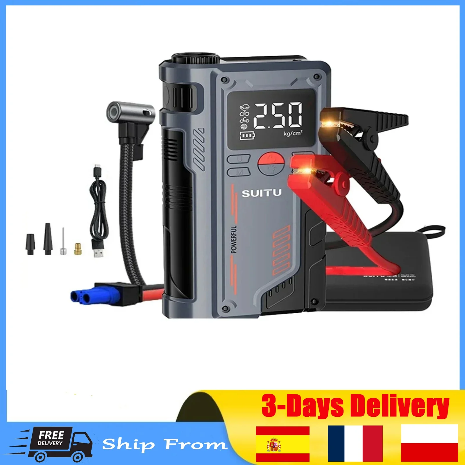 20000mAh Peak Current 1000A Starter Device Digital Tire Inflat 4 in 1 Car Jump Starter Air Pump 150PSI Air Compressor