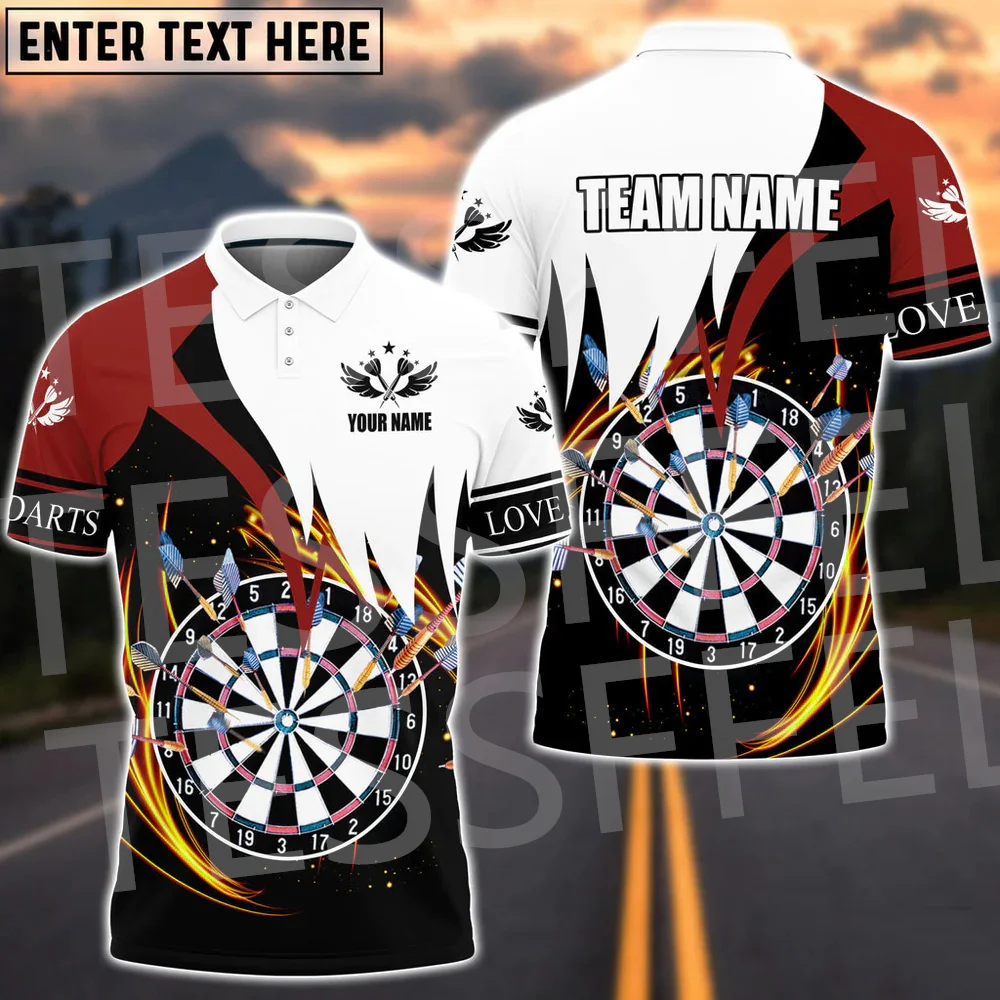 Nome personalizado Dardos Jogador Esportes Cerveja Jogo Retro Jersey, Verão Casual Harajuku Camisas Polo, mangas curtas Streetwear, 3DPrint, XN1