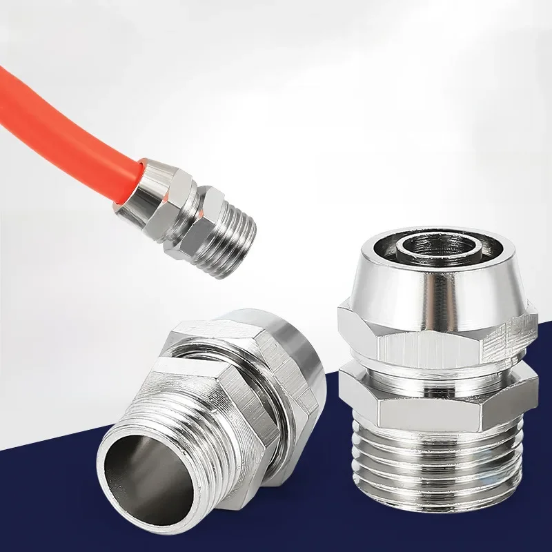 Raccords pneumatiques en cuivre nickelé, raccord d'air PC 4-M5 4 6 8 10 12 14 16mm filetage 1/8 3/8 1/2 "1/4" BSP connecteur rapide 1 pièces
