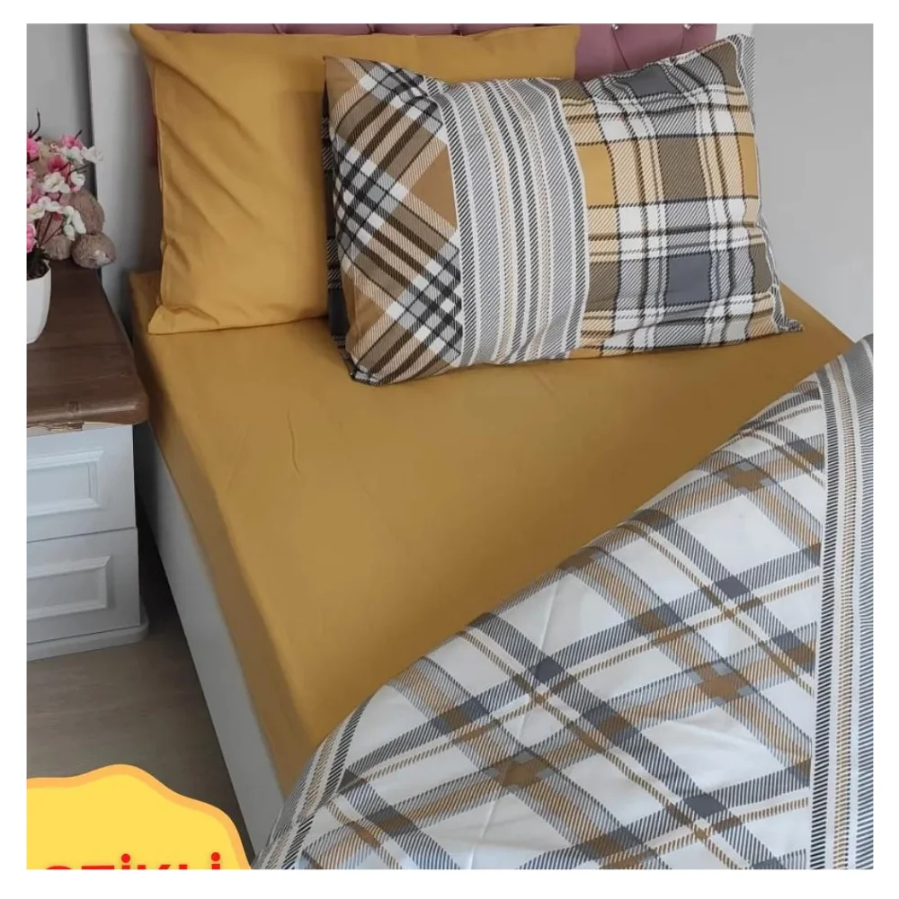 Wheel Covered Single Bedding Set Plaid Mustard Plaid Teenager Room Bed Duvet Cover Dowry Quilted Blanket