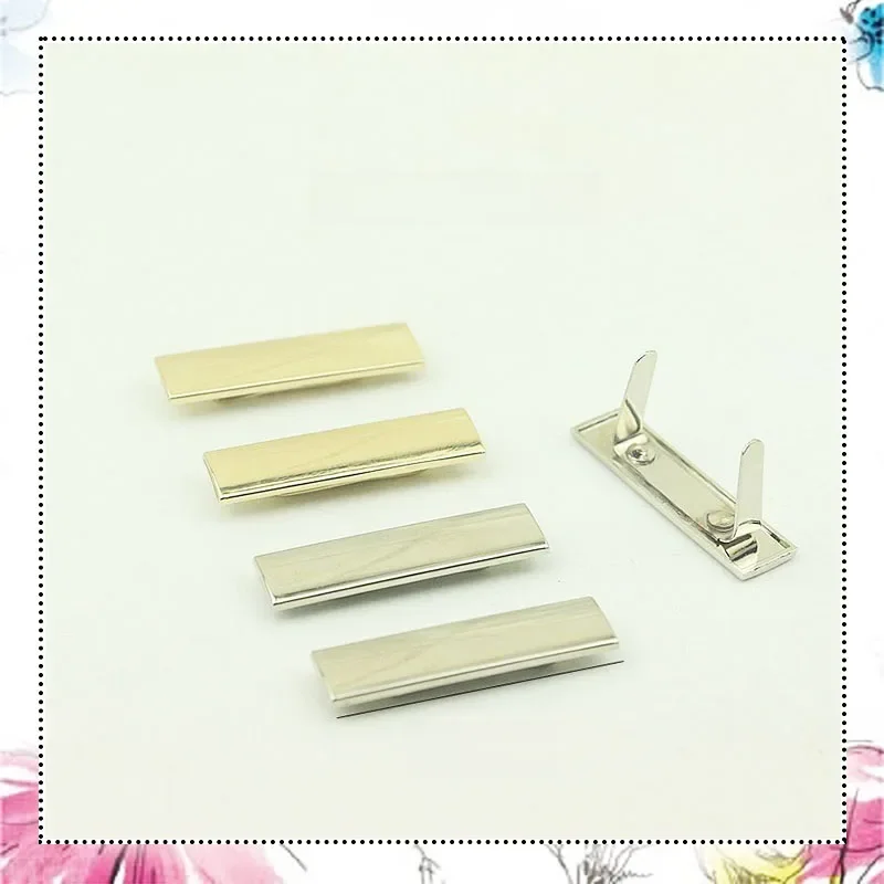 30 sztuk 10x3 8mm torba metalowa pusta etykieta dostosuj Logo dekoracyjne Tag klamra na buty torebka torebka DIY akcesoria do szycia sprzętu — zdjęcie 2