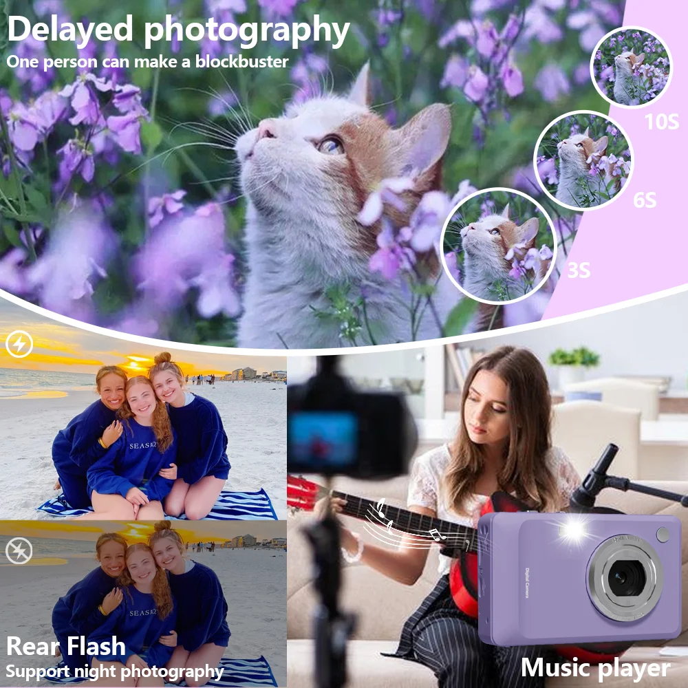Aparat cyfrowy, automatyczna regulacja ostrości Aparat do vlogowania 720P do fotografii, przenośny kompaktowy aparat cyfrowy do fotografowania, odpowiedni dla nastolatków