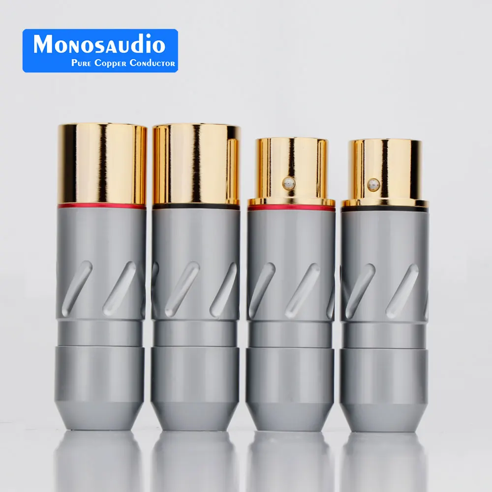 Monosaudio Pure Copper Gold Plated 3Pins XLR Balanced Head Amplifier Microphone Audio Cable Plug