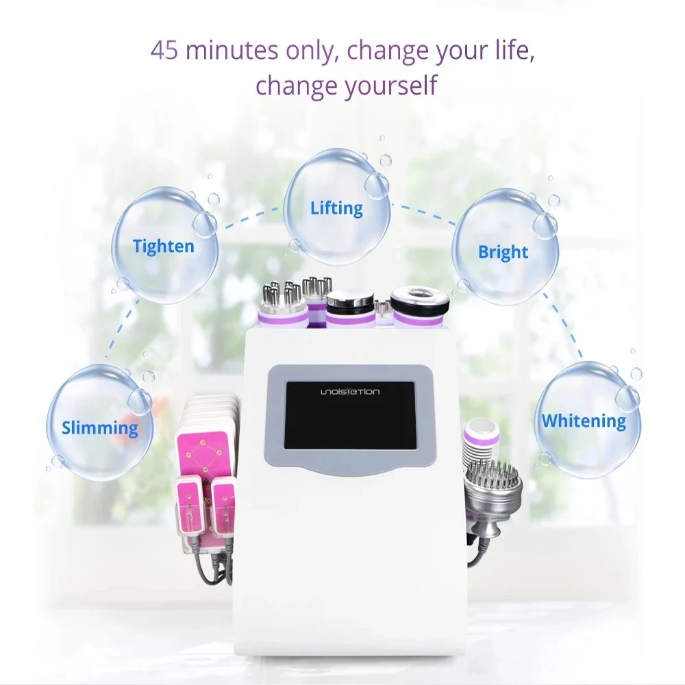 9 In 1 Ultrasound 40K Cavitation Vacuum Therapy Body Suction Slimming Microcurrent Skin Care Face Lifting Beauty Machine 6 in 1