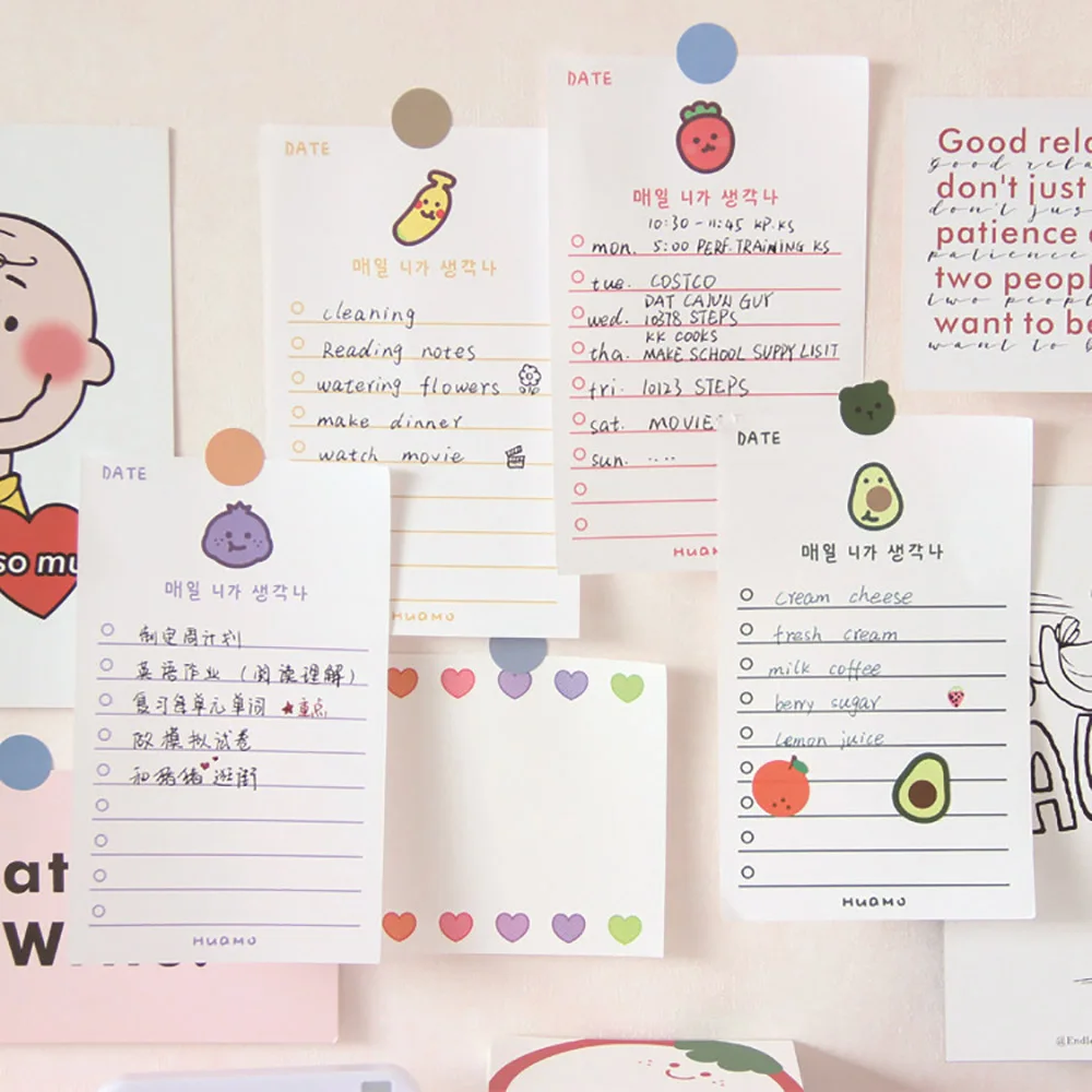 50 Folhas Memo Pad Sticky Notes Papelaria Para Fazer Lista Mini Sticky Note Paper Schedule Planner Material Escolar Escritório Papelaria