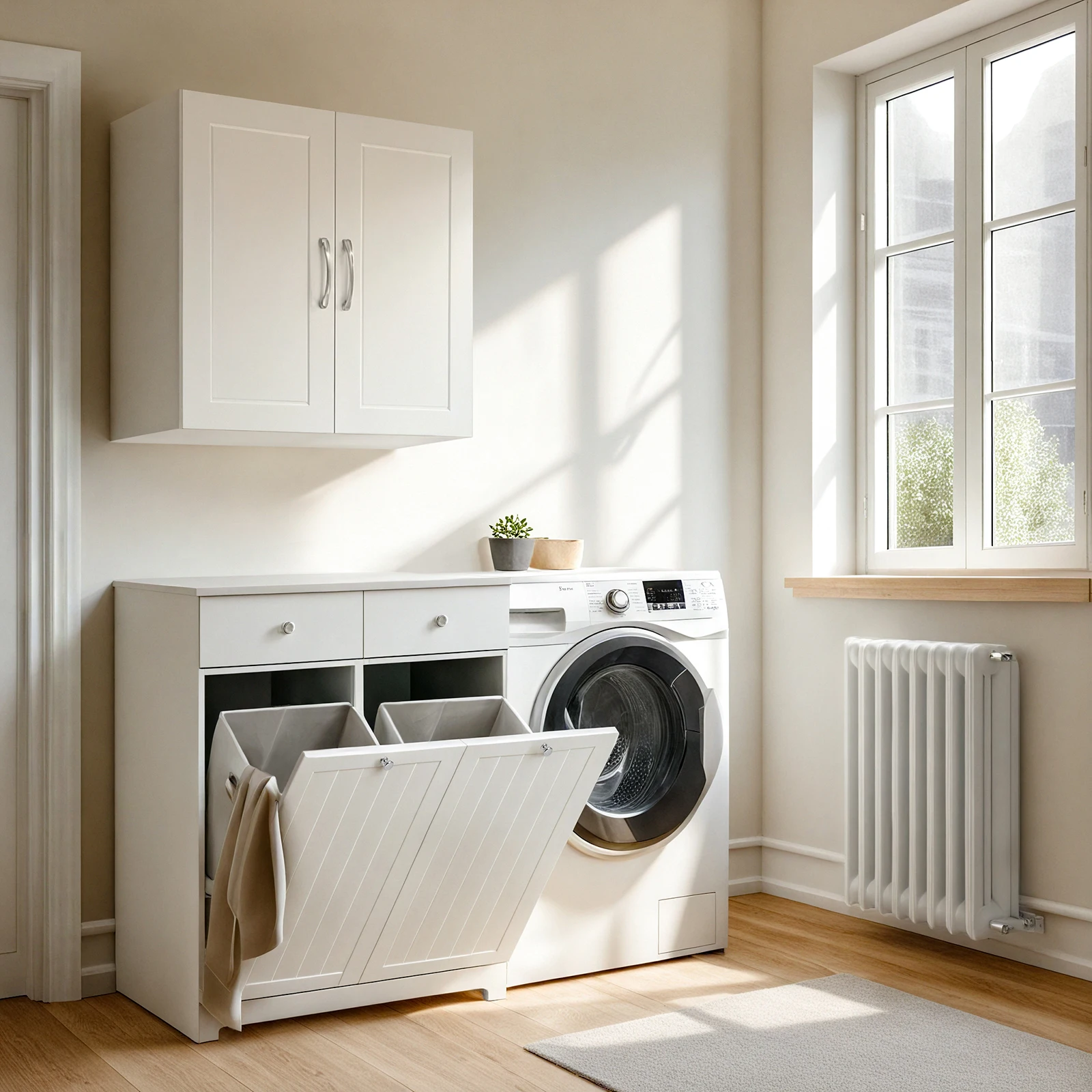 SoBuy BZR33-II Armario de baño con cesto para la ropa sucia y 2 cajones, mueble para lavandería, moderno, MDF, 78x90x38cm