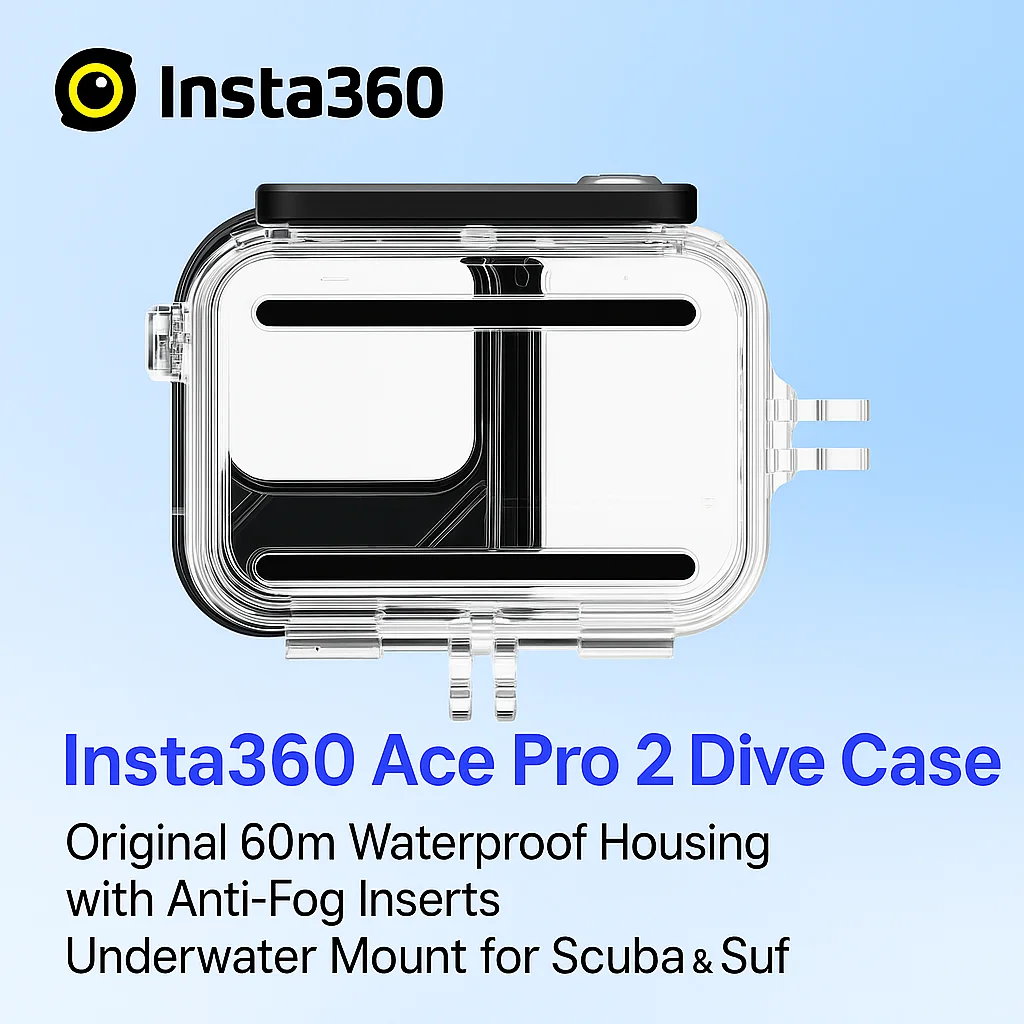

Чехол для дайвинга Insta360 Ace Pro 2. | Оригинальный водонепроницаемый корпус длиной 60 м со противотуманными вставками | Подводное крепление для подводного плавания и серфинга