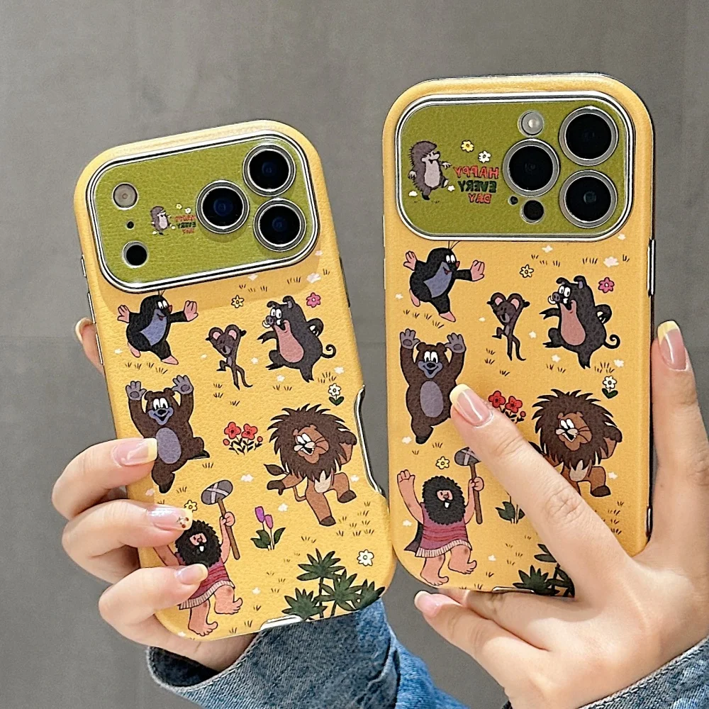 

Cute childlike cartoon mole phone case for iPhone 17 16 ProMax 14 15 Pro protective case fashion new shockproof protective cover