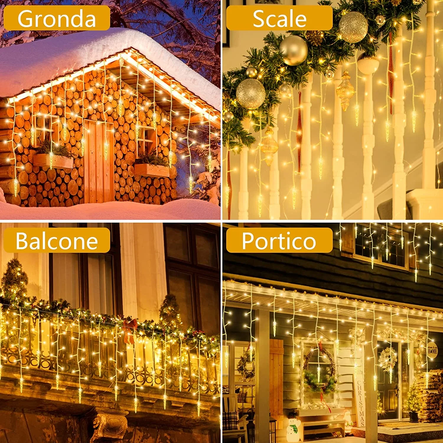 Luces Navidad en Cortina de LED 10 metros, 10M 480 LED Luces Navidad Exterior, Luces Navidad Exterior Cortina con 8 Modos Mando, IP44 Impermeable