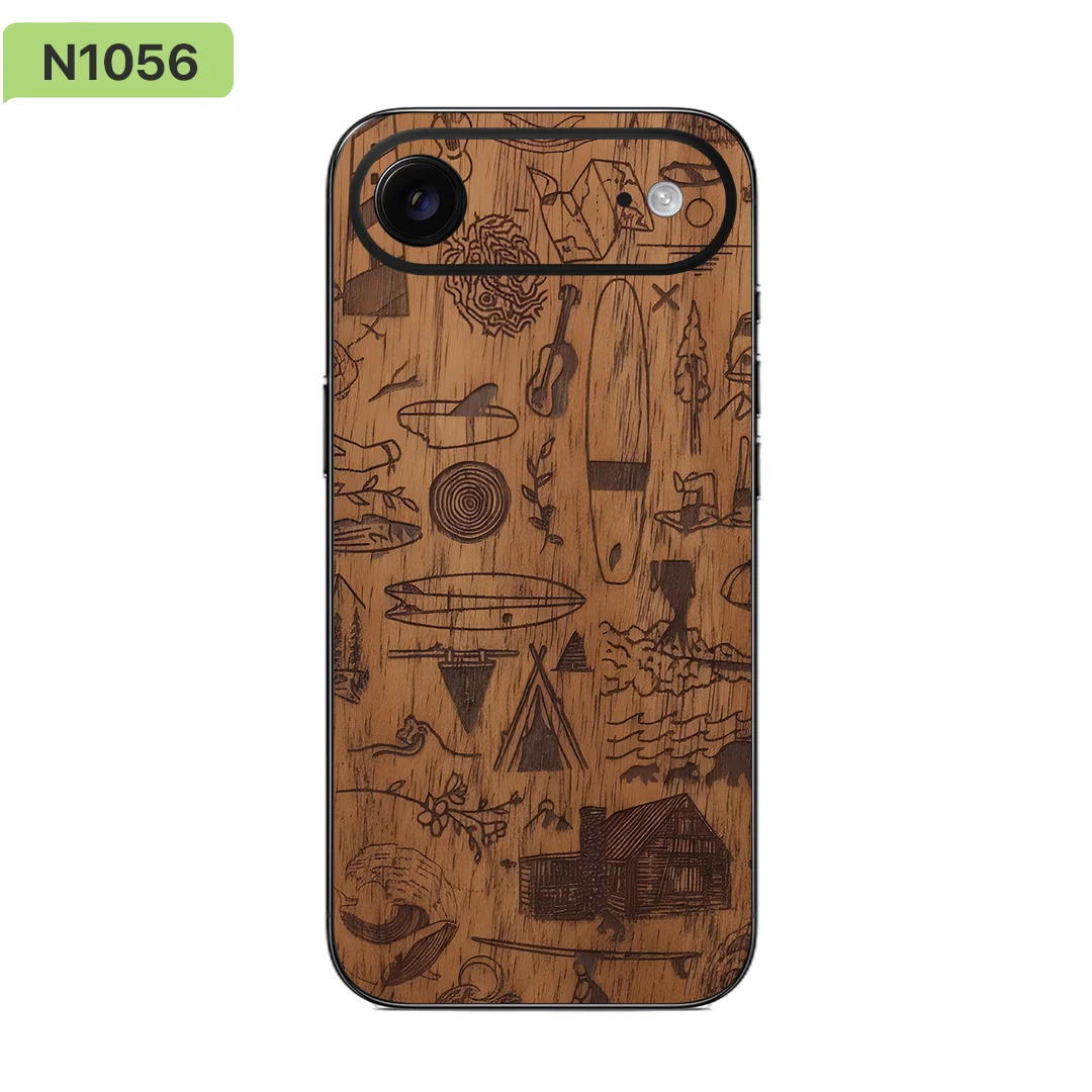 Nexa Skins Vinyl Premium، مجموعة خشبية IA017، شارات متينة مقاومة للخدش لهاتف iPhone 17 Air