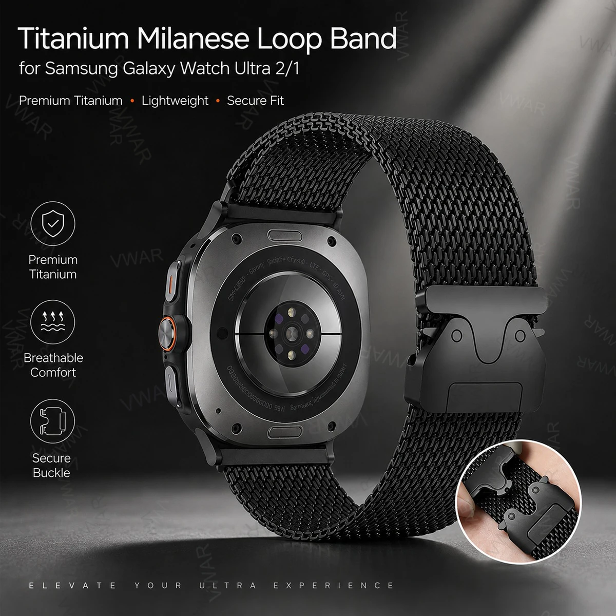 Pure Titanium Milanese Strap For Samsung Galaxy Watch Ultra 2 47mm Band For Samsung Galaxy Watch 8/9 44mm 40mm 8 Classic 46mm