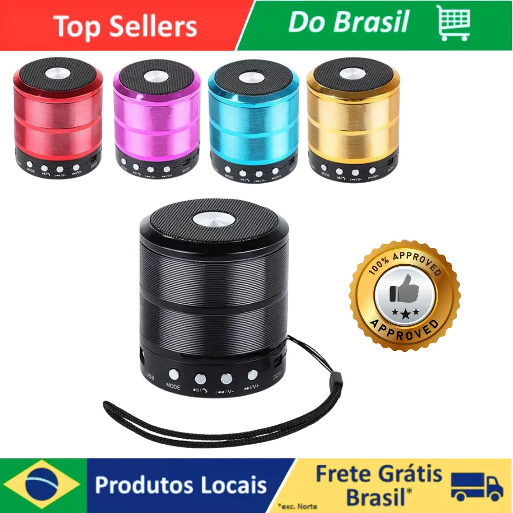 Mini caixa Caixinha Som Bluetooth Portátil Com Usb Mp3 P2 Sd Rádio Fm