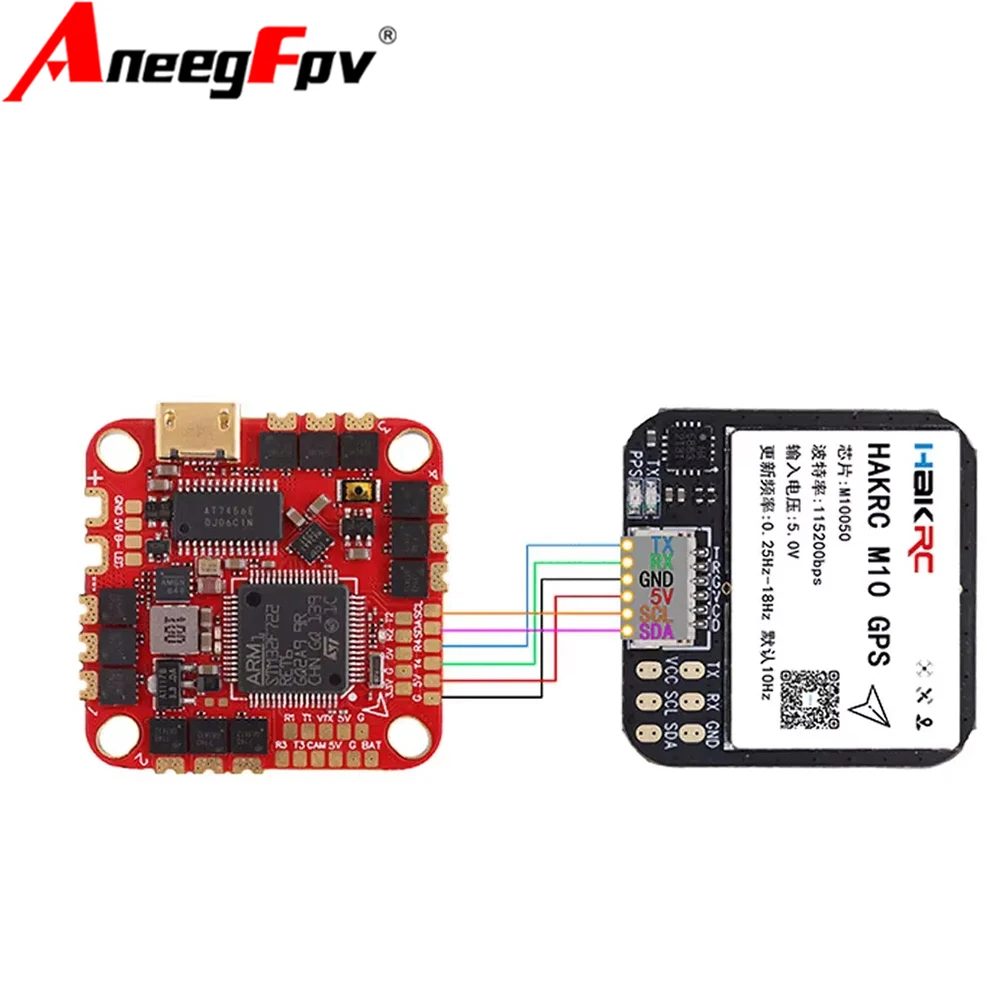

HAKRC M10 GPS Module with QMC5883 Compass Dual Protocol 5V Input 25x25mm for RC FPV Long Range Airplane