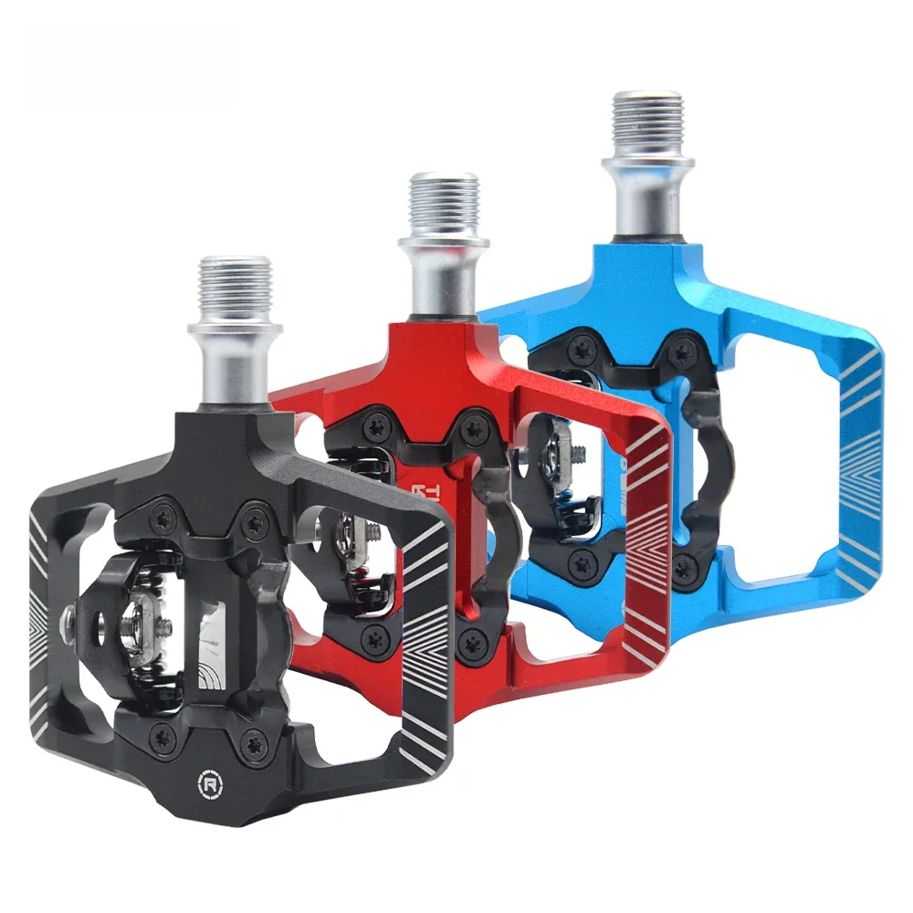 AliExpress ThinkRider Bicycle Lock Pedal 2 In 1 With Free Cleat For SPD System MTB Road Aluminum Anti-slip Sealed Bearing Lock Accessories