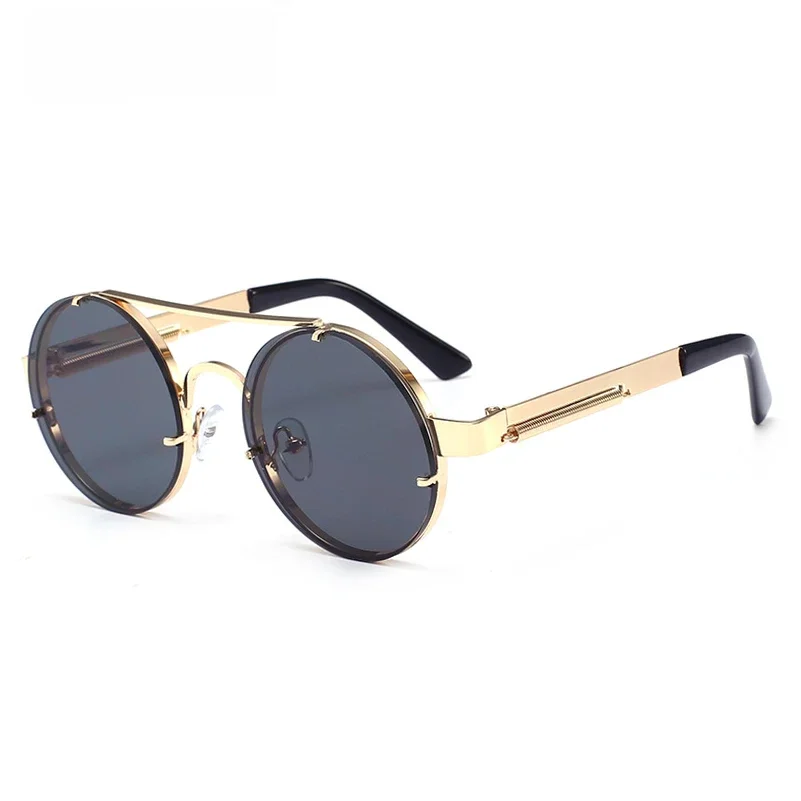 Vintage Steam Punk okrągłe okulary mężczyźni kobiety Retro metalowe podwójne belki okulary wiosna dekoracja moda uliczna óculos UV400 — zdjęcie 2