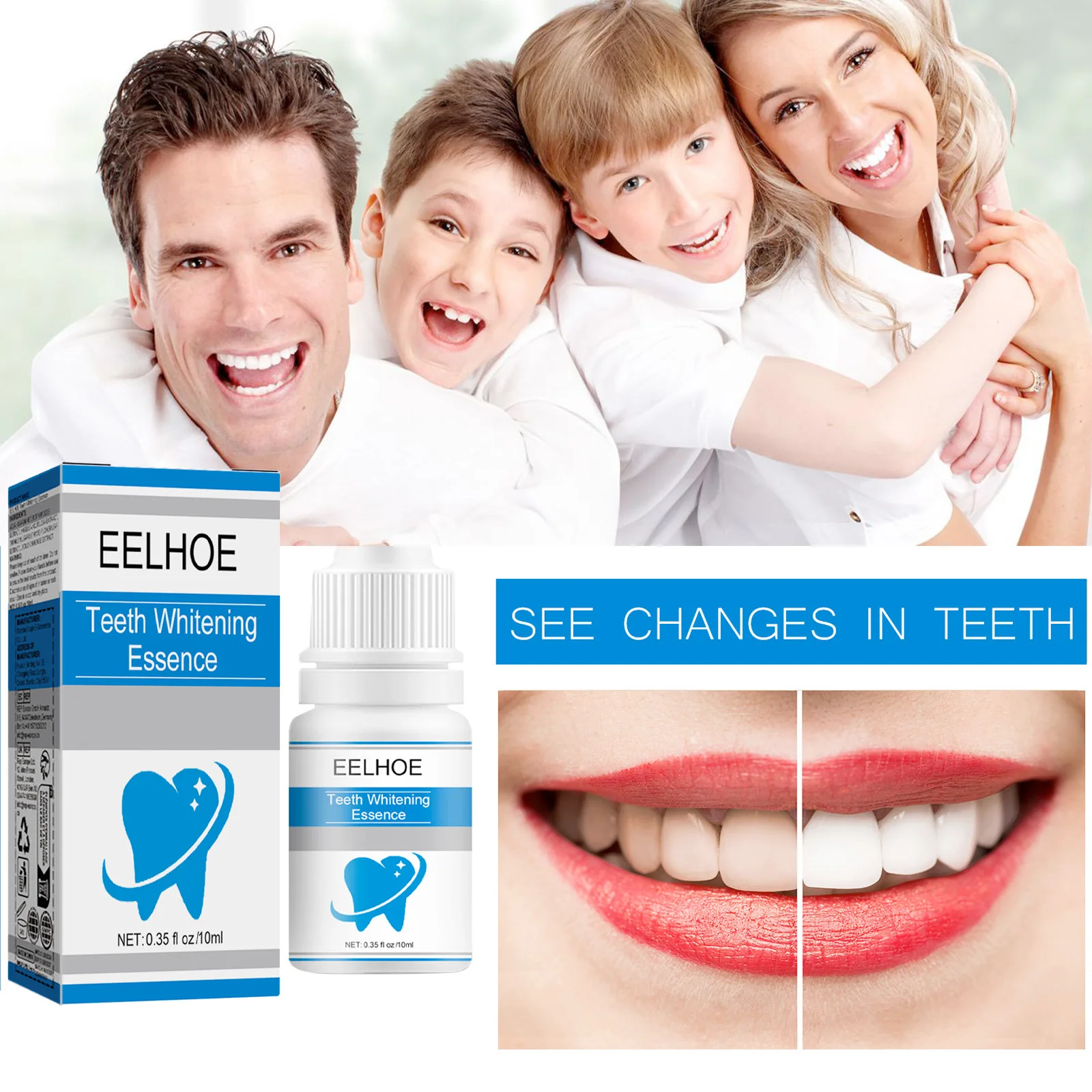 Eelhoe 10ml Teeth Whitening Serum Teeth Plaque Caries Remover Fresh Breath Stain Clean Oral Hygiene Dental Teeth Bleaching Serum