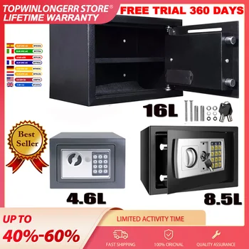 LARGE STRONGER DIGITAL DISPLAY STEEL SAFE KEY HIGH SECURITY CODE LOCK KEY CABINET SAFES HOME OFFICE MONEY CASH SAFETY BOX 4.6L/8.5L/16L BLACK/GREY