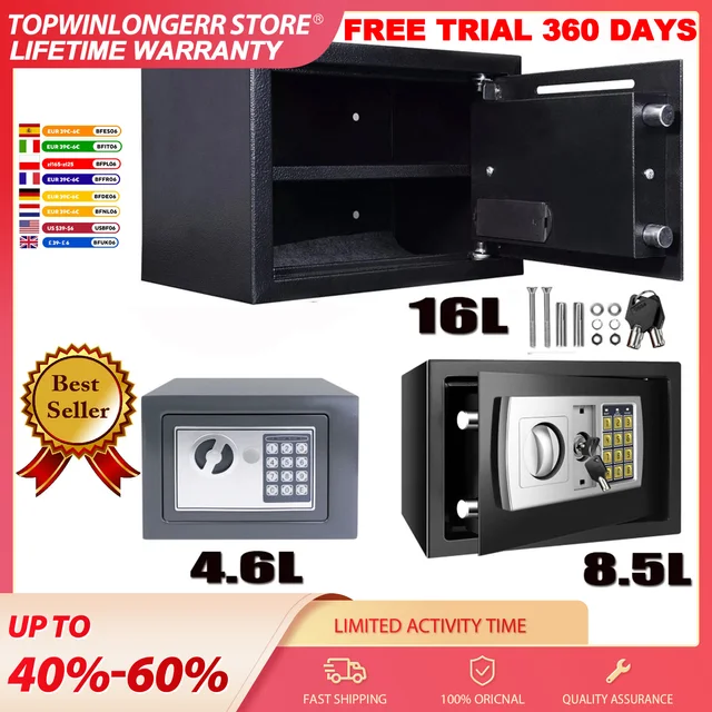 LARGE STRONGER DIGITAL DISPLAY STEEL SAFE KEY HIGH SECURITY CODE LOCK KEY CABINET SAFES HOME OFFICE MONEY CASH SAFETY BOX 4.6L/8.5L/16L BLACK/GREY LARGE STRONGER DIGITAL DISPLAY STEEL SAFE KEY HIGH SECURITY CODE LOCK KEY CABINET SAFES HOME OFFICE MONEY CASH SAFETY BOX 4.6L/8.5L/16L BLACK/GREY