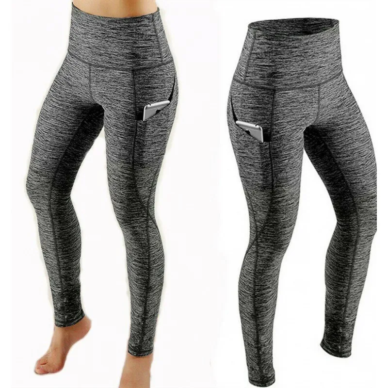 Women Yoga Leggings Sexy Solid High Waist Pocket Elastic  Tummy Control Ruched Booty Pants Casual Gym Compression Tights Pants