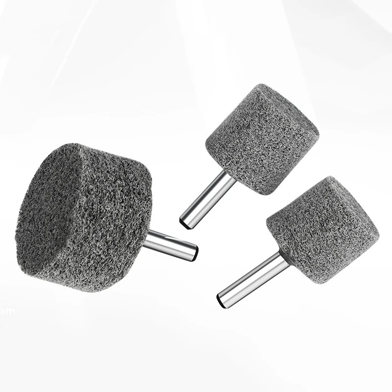 6mm Shank 20 25 30 40mm Grey Nylon Fiber Polishing Wheel Grinding Head Buffing Wheel Mounted Point Grinder Rotary Tools