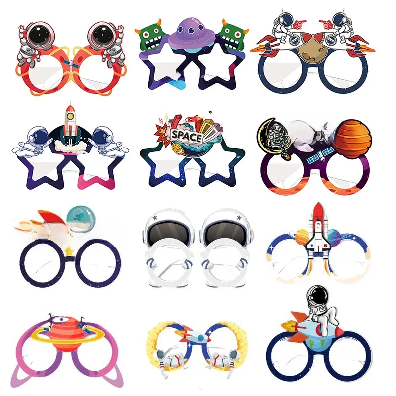 Lunettes en papier pour l'espace, décorations d'anniversaire, système solaire, planète, astronaute, fusée, lunettes à thème pour enfants garçons, cadeaux