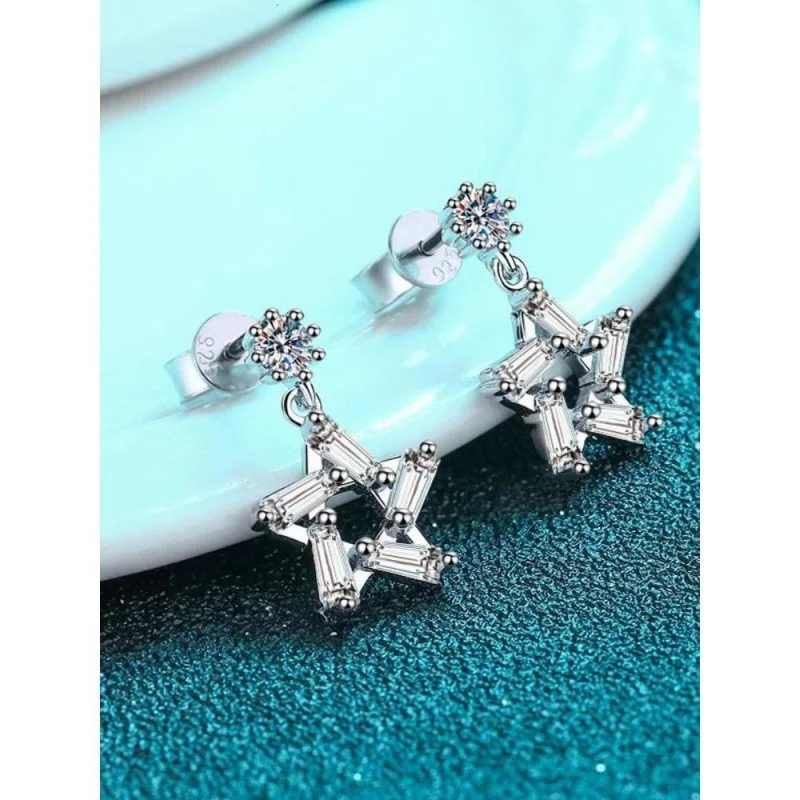 Официальный магазин MoisaLuxe, серебро 925 пробы, простые серьги Ins Wind с муассанитом, обручи, цепочка для пирсинга ключицы