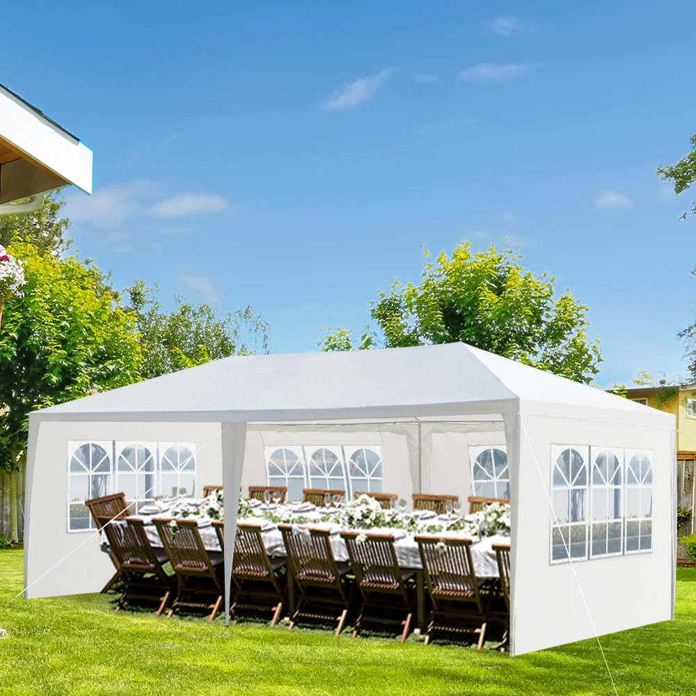 10'X20' Outdoor Party Tent with 4 Removable Sidewalls, Waterproof Canopy Patio Wedding Gazebo, White