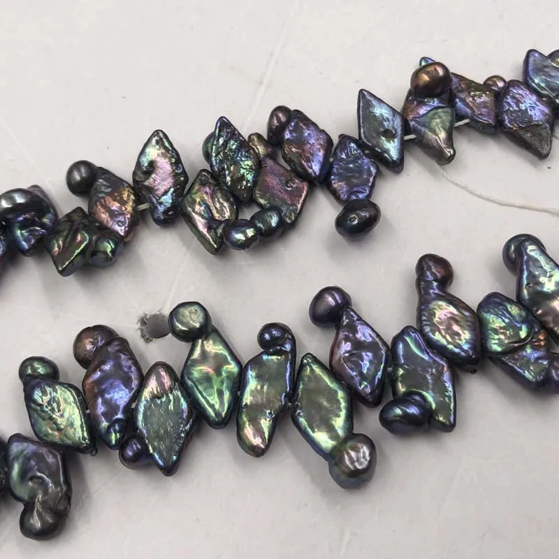 ELEISPL Loose Black Baroque Freshwater Pearl String 40cm  #22010352