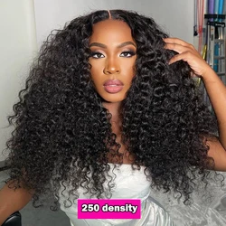 Perruque Lace Front Wig Deep Water Wave Brésilienne Naturelle, Cheveux Bouclés, 13x4, HD, Pre-Plucked, Densité 250, pour Femme