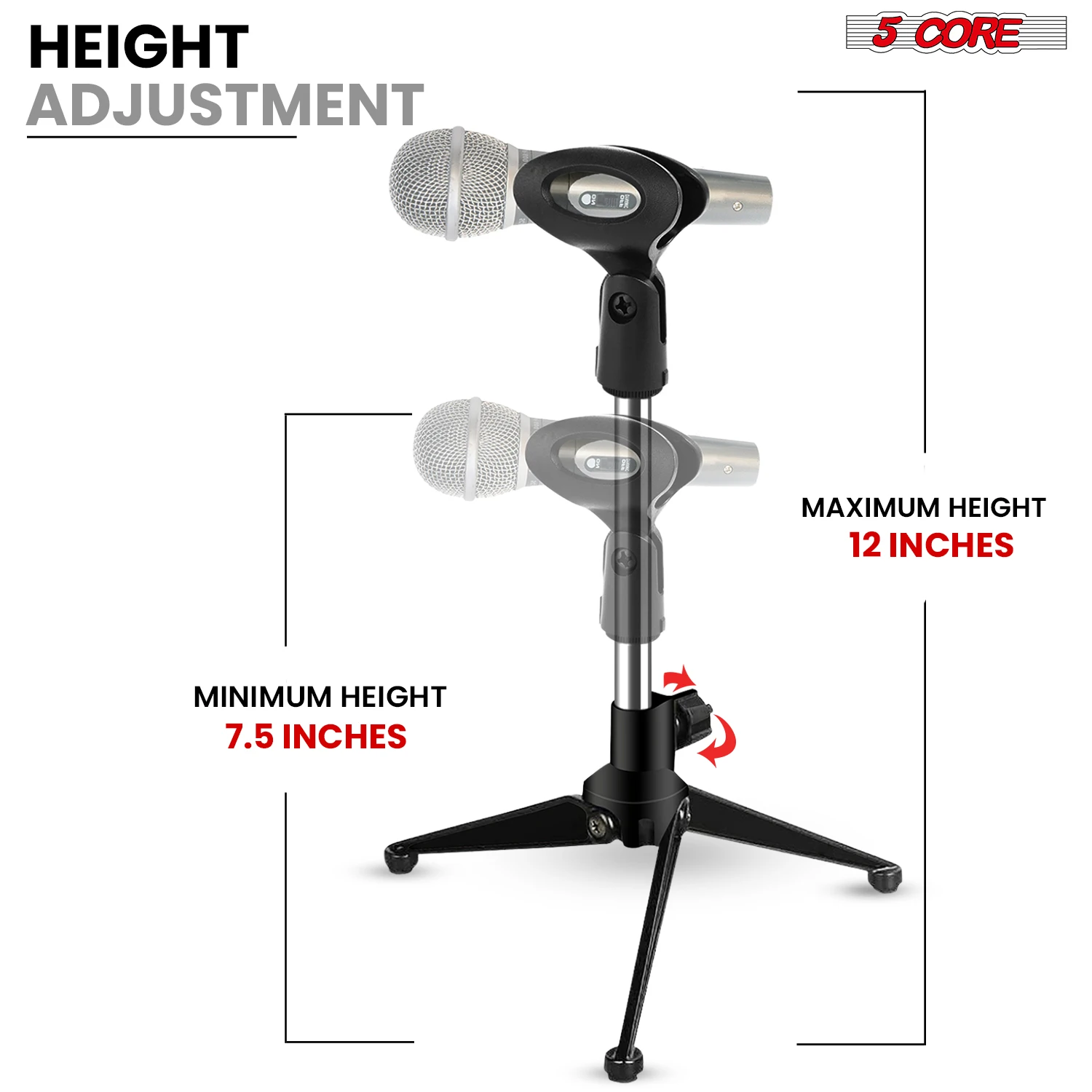 5 Core Desktop Mic Stand Tripod Universal Desk Microphone Holder Table Top Stands MS MINI TRI CH