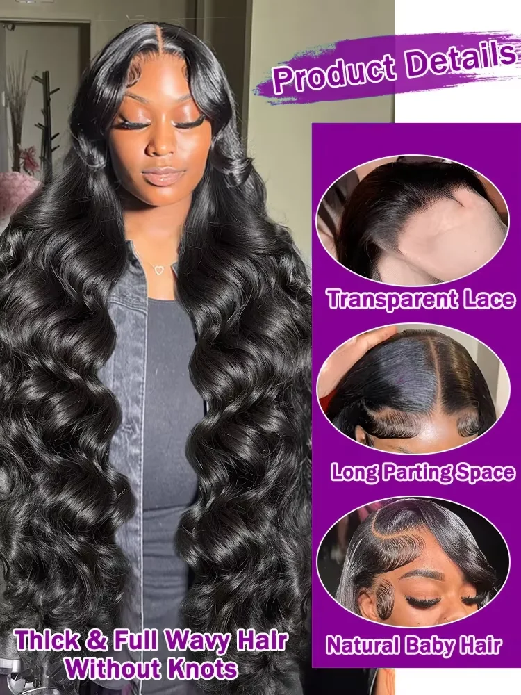 30 40 46Inch 13x6 HD Body Wave Lace Frontal Human Hair Wig 250 Density Raw Pre Plucked 13x4 360 Full Lace Front Wigs Human Hair image 4
