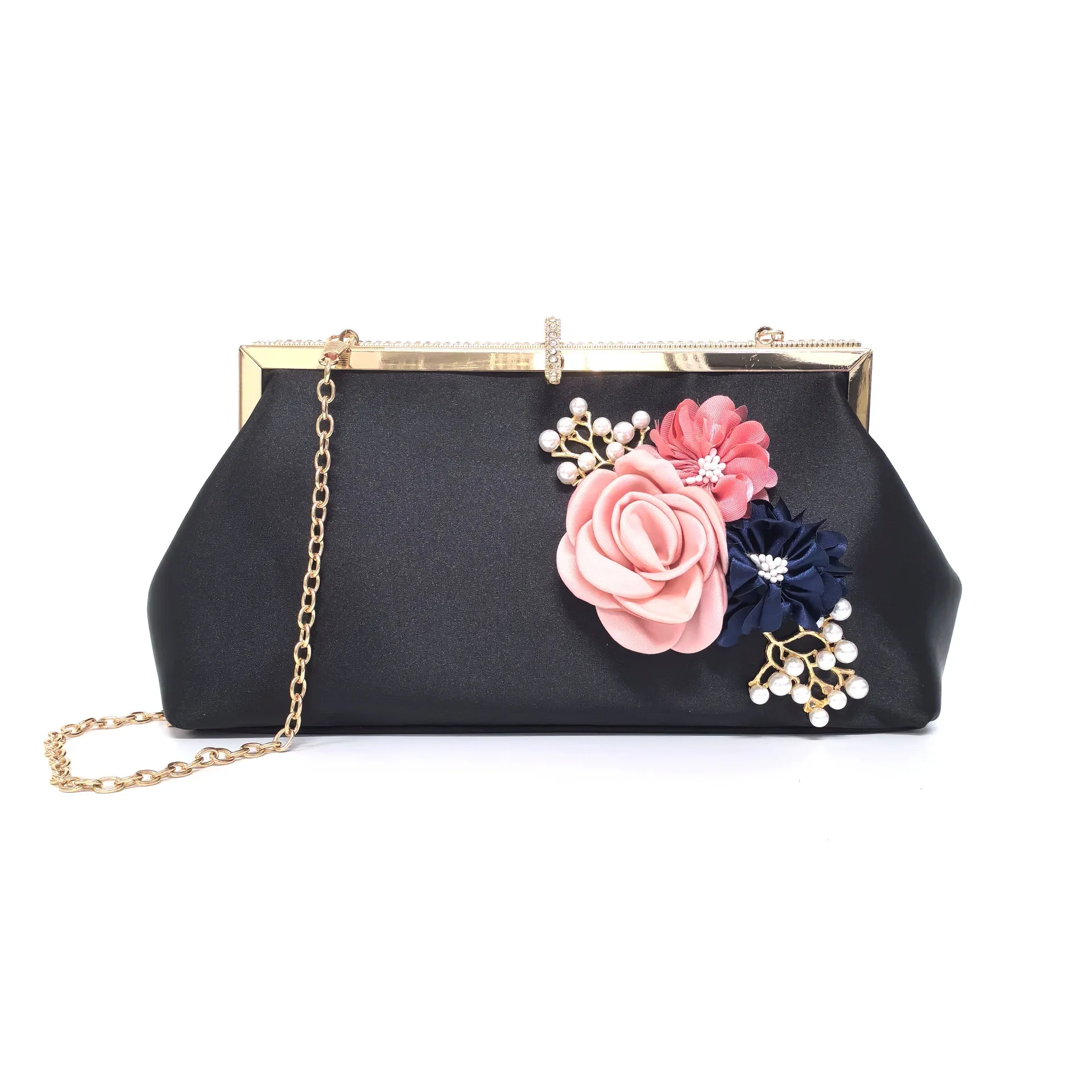 Silk Inlaid Flower Women's Bag Exquisite Hardware Clasp Clutch Bag With Evening Clutch Fashion Exquisite Women's Bag