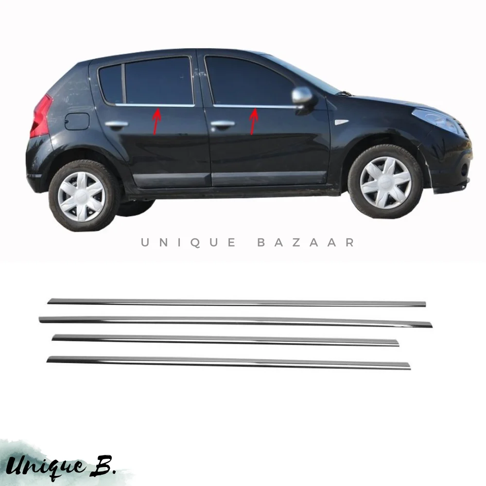 For Dacia Sandero Stainless Steel Chrome Window Frame Trim 4 PCS 2006-2012 Design Exterior Car Accessories Parts Styling